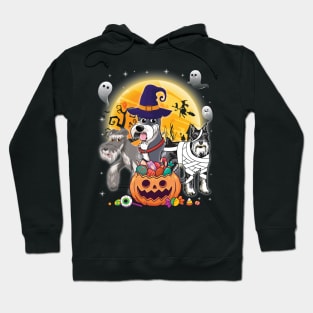 Schnauzer Dog Mummy Witch Moon Ghosts Happy Halloween Thanksgiving Merry Christmas Day Hoodie